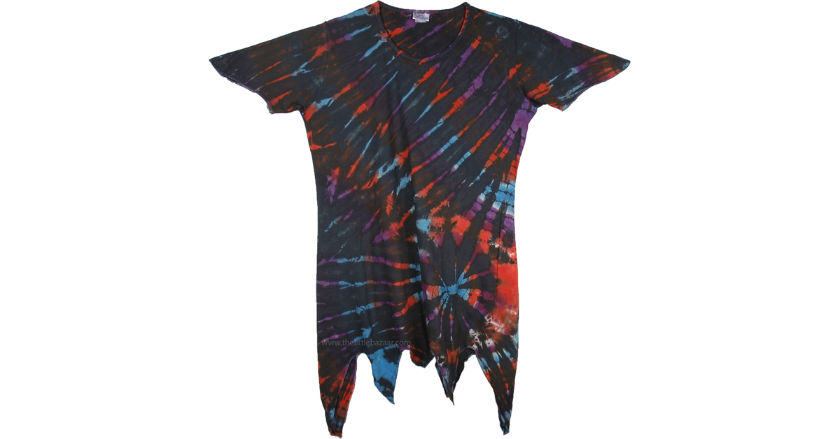 Woodsmoke Zig Zag Hem Tie Dye Top | Tunic-Shirt | Black Woodsmoke Zig Zag Hem Tie Dye Top | Tunic-Shirt | Black
