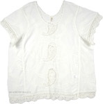 Self Embroidered Cutwork White Boho Blouse