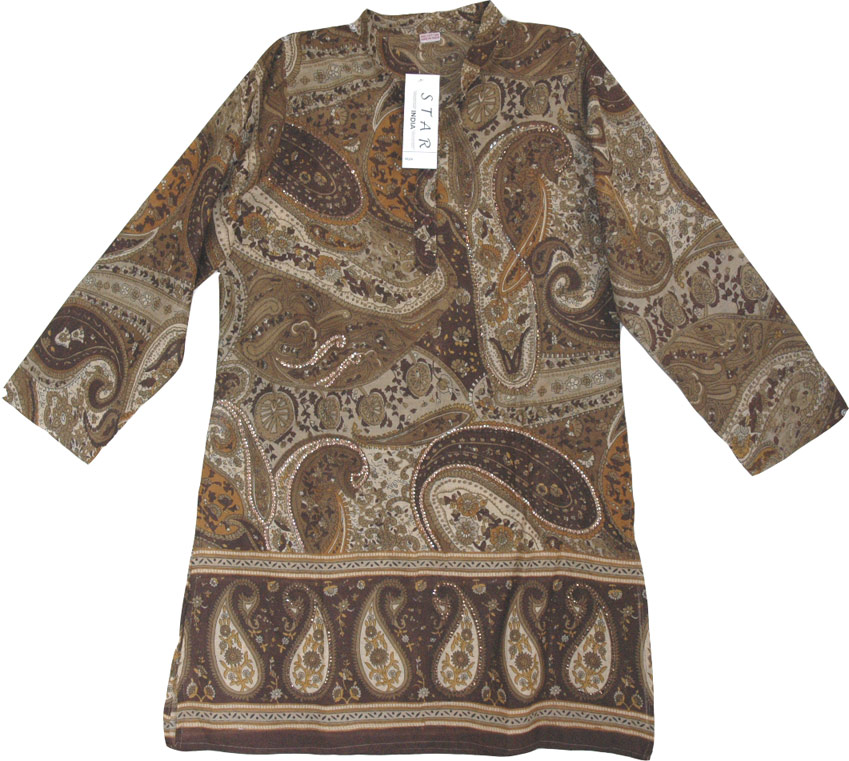 Sequined Paisley Long Tunic