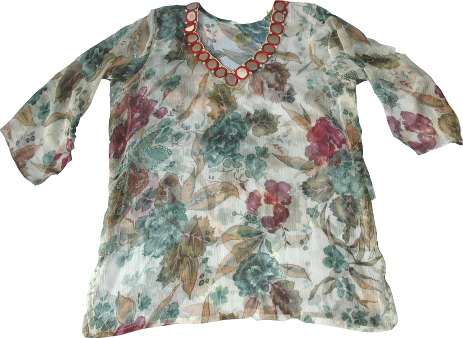 Sheer Fashion Tunic in Chiffon w/ Sequin