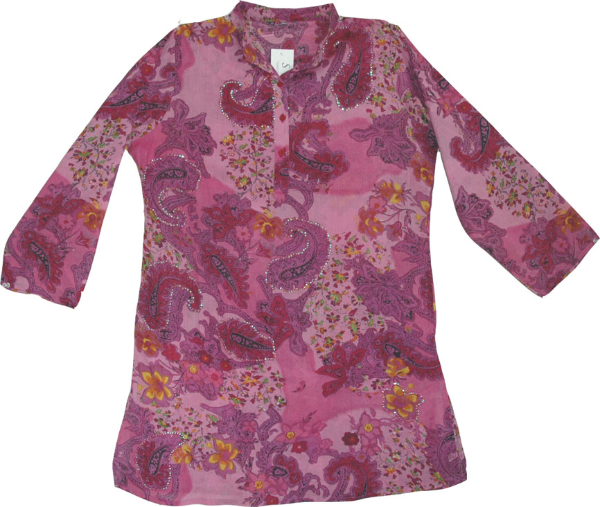 Sequined Paisley Long Tunic