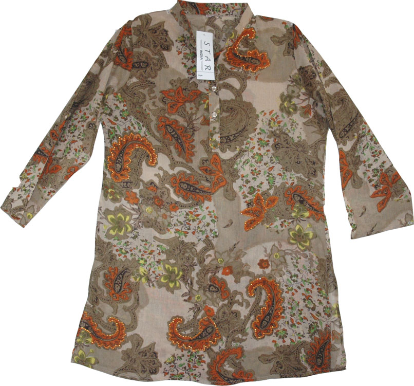Sequined Paisley Long Tunic