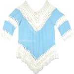 Fringed Top in Blue with Crochet Detail [4770]