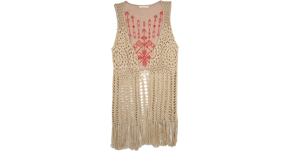 Quicksand Cowgirl Gypsy Knit Vest with Fringe | Tunic-Shirt