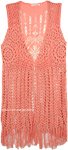 Coral Fringe Vest in Knit Crochet Boho Style