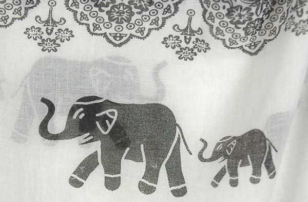 Designer Chic Elephant Block Print 7 Way Scarf