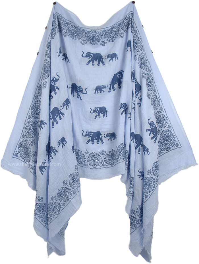 Elegant Elephant Short Drape Poncho in Pale Blue