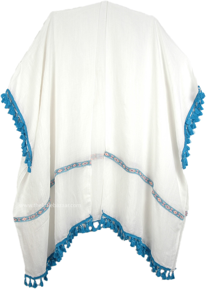 Open Front White Statement Drape Top