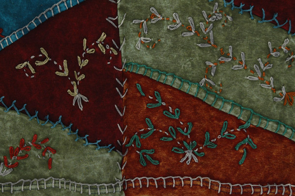 Oceanic Hues Patchwork Embroidered Knit Tee