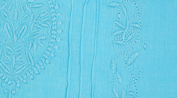 Malibu Blue Embroidered Sleeveless Asymmetrical Hem Top