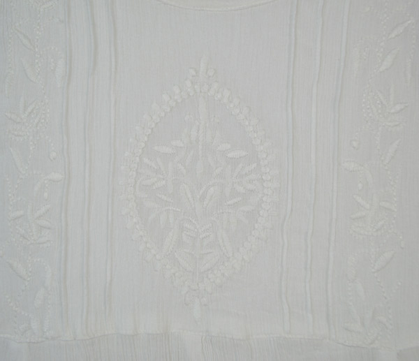 Snow White Asymmetrical Hem Top with Embroidery
