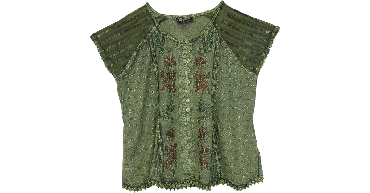 Celtic Inspired Button Down Top in Green | Tunic-Shirt | Green ...