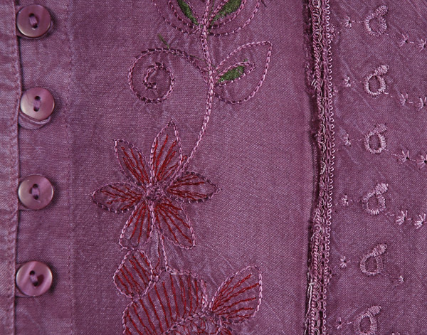 Lavender Medieval Style Short Top with Embroidery