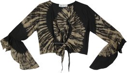 Ebony and Ivory Tie Dye Bell Sleeves Tie Top