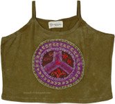 Green Crop Top with Peace Sign [5182]