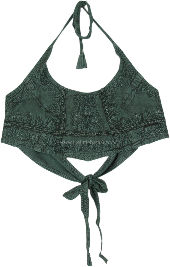 Green Tundra Halter Style Bralette Top