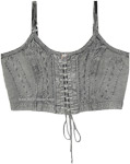 Pigeon Grey Corset Tie Boho Crop Top