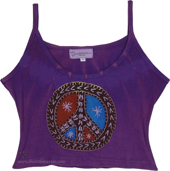 Violet Dreams Peace Handmade Cotton Hippie Top