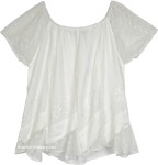 Snowy Serenity Eyelet Peasant Tunic Shirt