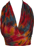 Crimson Fire Halter Wrap Tie Dye Short Top