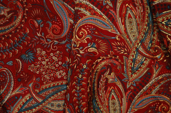Ruby Paisley Metallic Accent Front Tie Crop Top