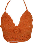 Valencia Orange Boho Crochet Bralette Top