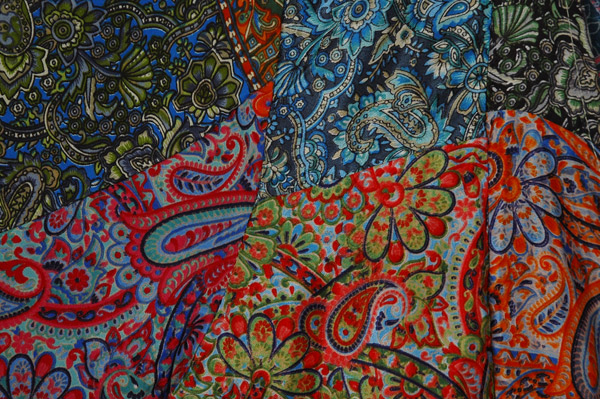 Kaleidoscope Patch Bell Sleeve Front Tie Crop Top