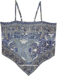 Navy Gold Paisley Back Tie Bandana Crop Top