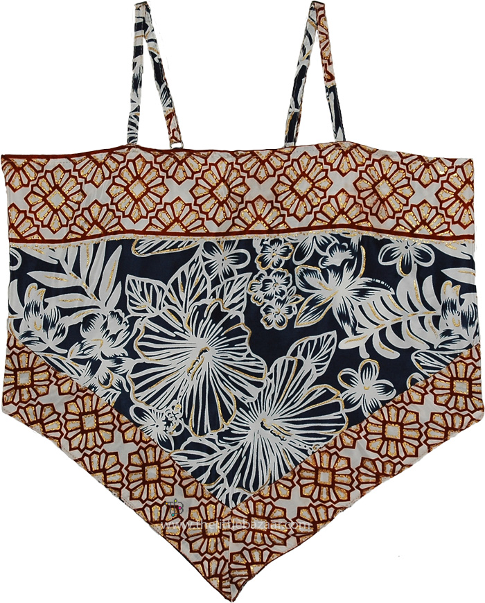 Navy Sunset Back Tie Bandana Crop Top