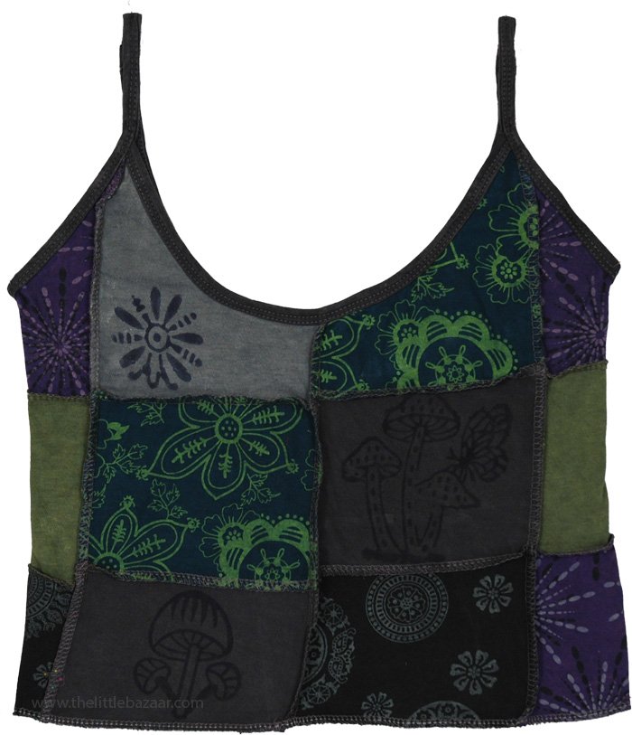Regent Gray Botanical Patch Hippie Cami Top