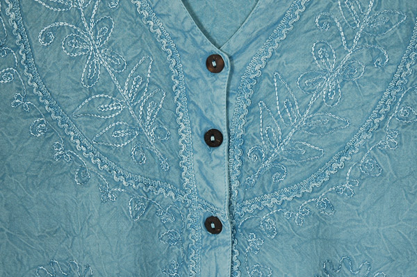 Polo Blue Embroidered Vintage Button Front Top