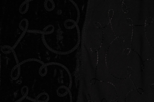 Black Gothic Scroll Velvet Embroidered Blouse
