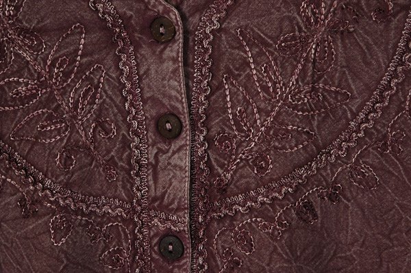 Mauve Embroidered Vintage Button Front Top