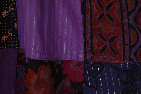 Purple Tinsel Cotton Patchwork Smocked Top