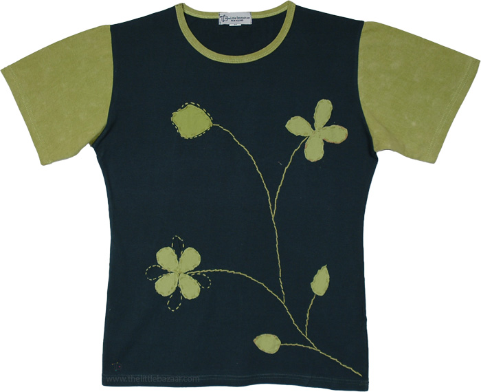 Moody Green Handcrafted Boho Cotton Tee