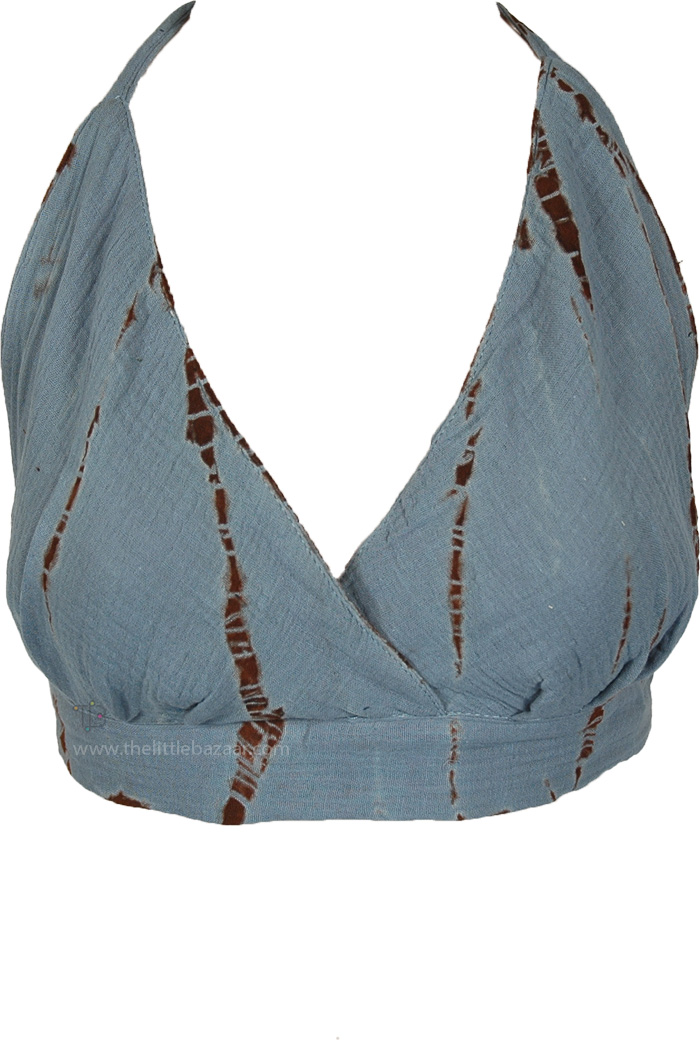 Dusk Blue Tie Dye Festival Tankini Top