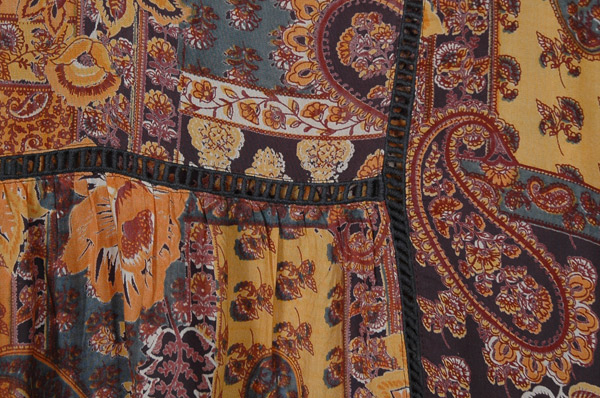 Sunset Paisley Crochet Trim Boho Tunic Tank Top