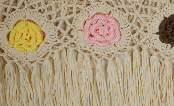 Applique Floral Crochet Top and Shorts with Tassels