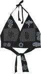 Charcoal Black Bloom Patchwork Halter Top