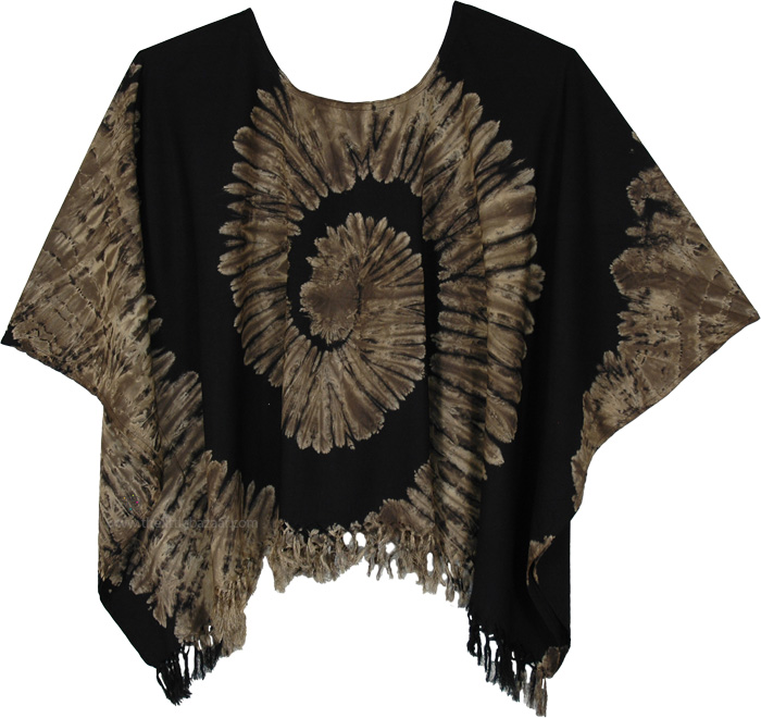 Ebony and Ivory Swirl Tie Dye Poncho Top