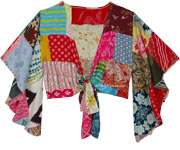 Carnival Mosaic Patchwork Kimono Crop Top
