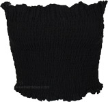 Black Ripple Smocked Longline Tube Top