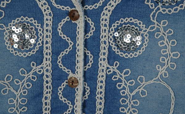 Bluebell Embroidered Sequin Denim Boho Vest