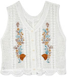 White Dove Bloom Cotton Crochet Vest