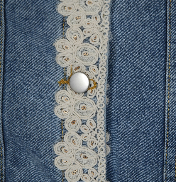 Meadow Wash Lace Trim Denim Boho Vest