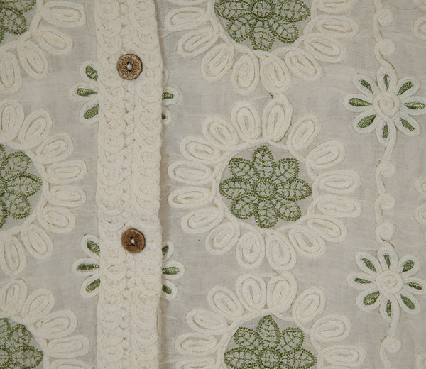 Cream Fern Floral Embroidered Crochet Vest