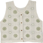 Ivory Meadow Embroidered Crochet Vest [5830]