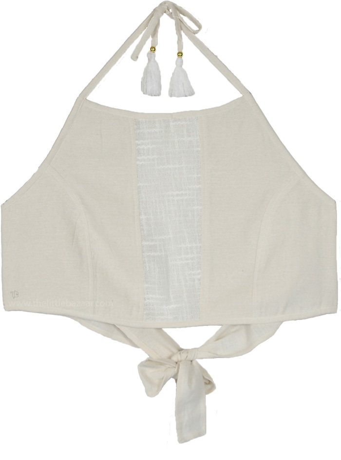 Ivory Coast Cotton Jute Halter Crop Top