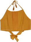 Golden Goddess Cotton Jute Halter Crop Top