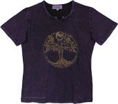 Plum Cosmos Sun Moon Hippie Graphic Tee
